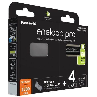 Panasonic eneloop pro BK-3HCDEC4BE 2500mAh R06 AA +футляр BL4 (Аккумулятор)